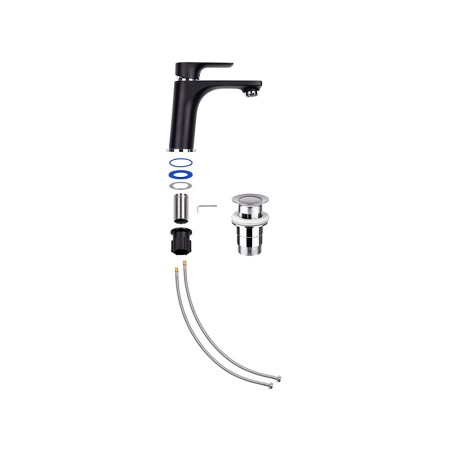 Grifo Lavabo Monomando Noir Negro Cromado