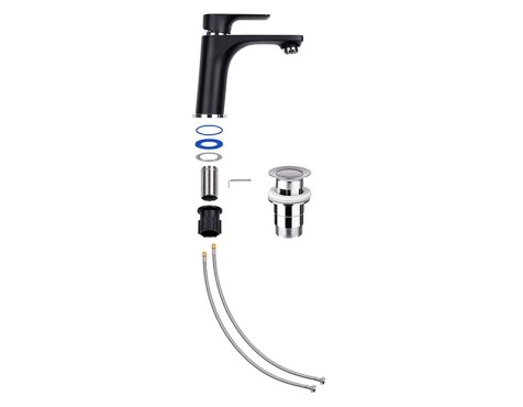 Grifo Lavabo Monomando Noir Negro Cromado