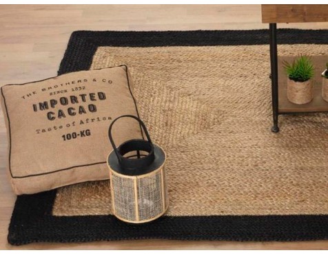 Catifa Jute Natural Vora Negre