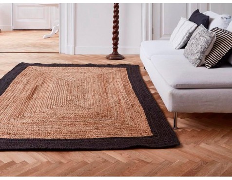 Catifa Jute Natural Vora Negre