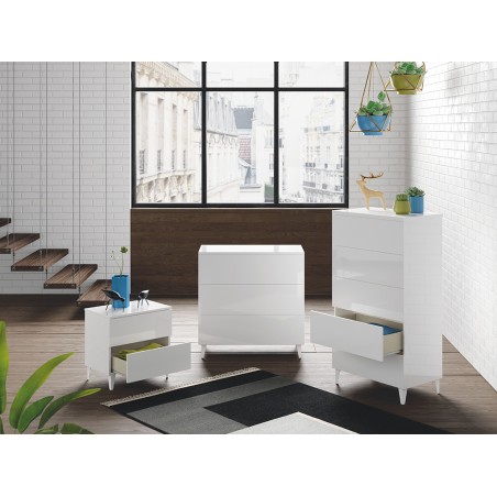Mesita De Noche Blanca Loft 2 Cajones