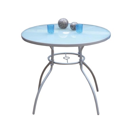 Mesa Jardín Redonda Coimbra Acero Y Cristal