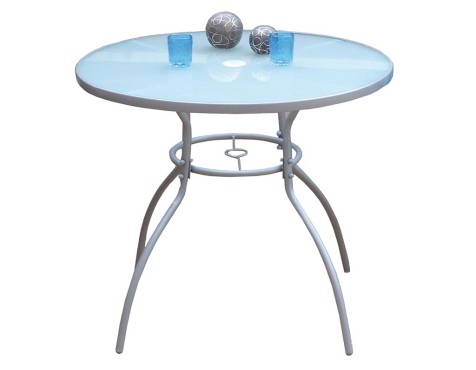 Mesa Jardín Redonda Coimbra Acero Y Cristal
