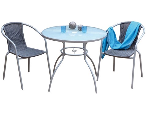 Mesa Jardín Redonda Coimbra Acero Y Cristal