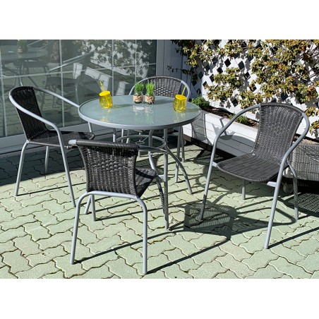 Mesa Jardín Redonda Coimbra Acero Y Cristal