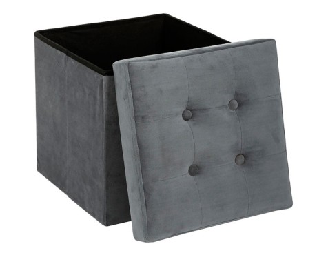 Puf Emmagatzematge Plegable Vellut Gris