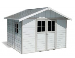 Caseta De Jardín En Resina Deco Gris Verde Blanca