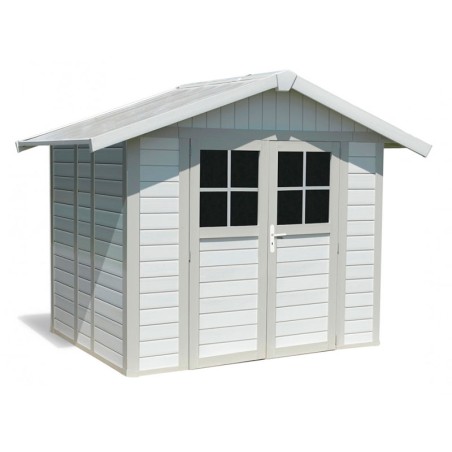 Caseta De Jardí En Resina Deco Gris Verd Blanca