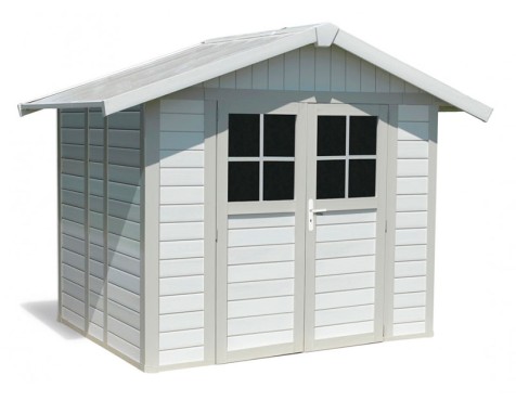 Caseta De Jardí En Resina Deco Gris Verd Blanca