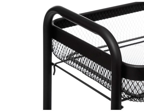 Carro De Cuina Metâl·Lic Negre 3 Safates Reixeta