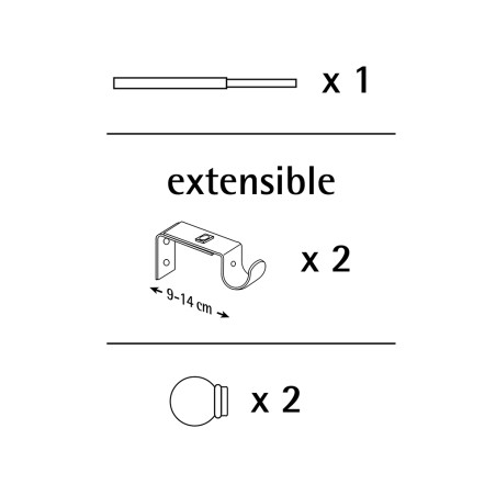 Barra Cortina Extensible Kit Esfera Anella Plata