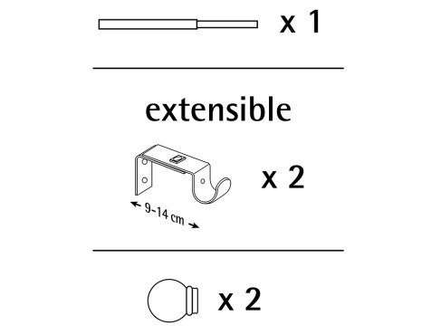 Barra Cortina Extensible Kit Esfera Anella Plata