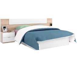 Cabecero Cama Alaya + 2 Mesitas Roble Blanco Artik