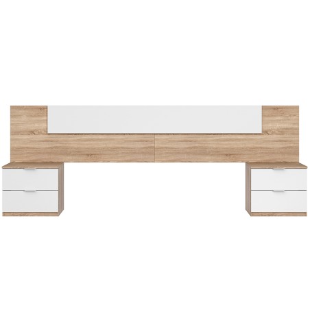 Cabecero Cama Alaya + 2 Mesitas Roble Blanco Artik