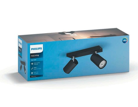 Regleta 2 Focus Philips Kosipo Negre