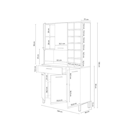Mueble Auxiliar Cocina Roble Canadian Blanco Artik