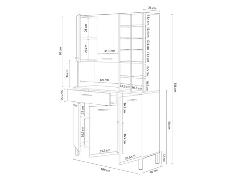Mueble Auxiliar Cocina Roble Canadian Blanco Artik