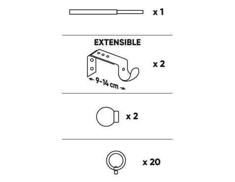 Kit Barra Extensible Cortina Heura Blanca