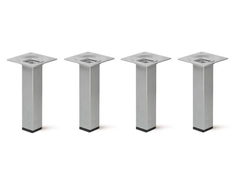 Pata Mueble Acero Cuadrada Aluminio 4un 25X25X100