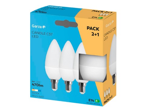 Bombilla Led Vela 2+1 Garza Luz Cálida
