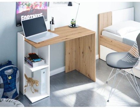 Escritorio Reversible Kenia Roble Y Blanco Artik
