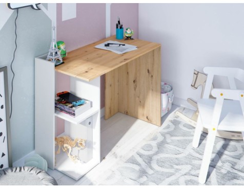 Escritorio Reversible Kenia Roble Y Blanco Artik