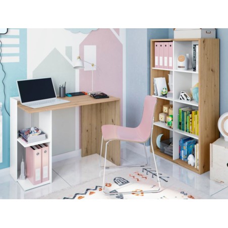 Escritorio Reversible Kenia Roble Y Blanco Artik