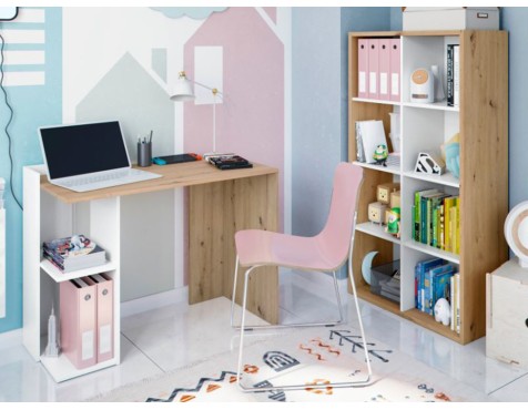 Escritorio Reversible Kenia Roble Y Blanco Artik