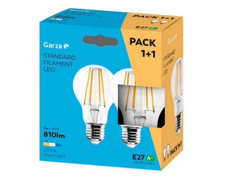 Bombilla Led Filamento 2+1 Garza Luz Cálida