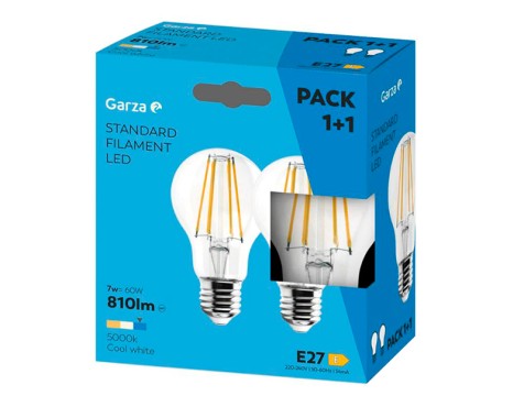 Pack 2 Bombillas Led Filamento Garza Luz Fría