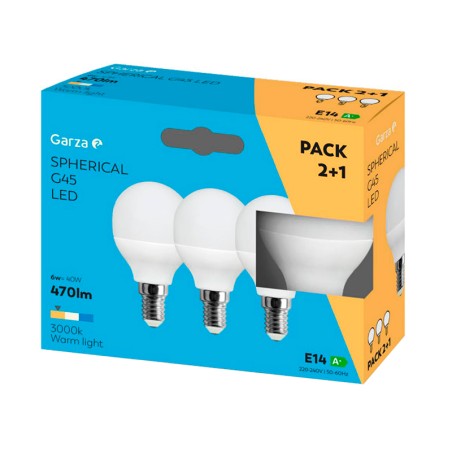 Bombilla Led Esférica 2+1 Garza Luz Cálida