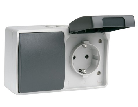 Interruptor Conmutador+Base Enchufe Simon Atlantis