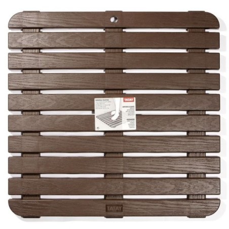 Tarima Ducha Polipropileno Madera Oscura