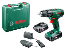 Bosch Taladro atornillador percutor de batería PSB 1800 LI-2 + set de 51  piezas (18 V, 2 baterías, 1,5 Ah, 38 Nm)