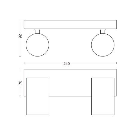 Regleta 2 Focos Philips Kosipo Blanco