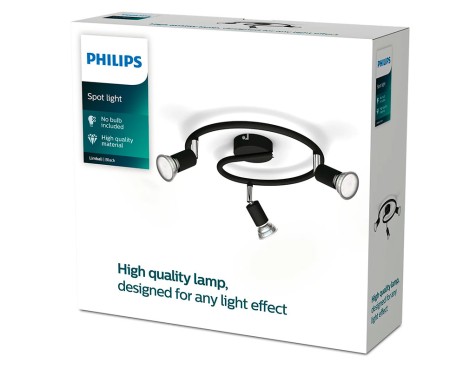 Espiral 3 Focos Negro Limbali Philips