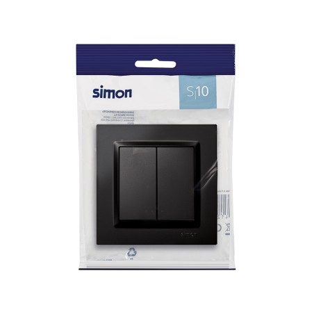 Interruptor Conmutador Doble Simon 10 Negro