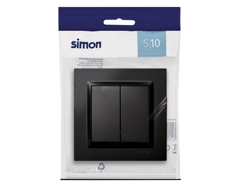 Interruptor Conmutador Doble Simon 10 Negro