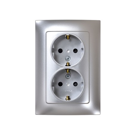 Base Enchufe Schuko Doble Simon 10 Aluminio