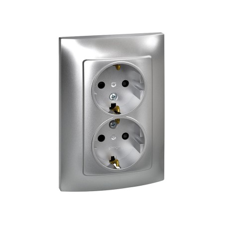 Base Enchufe Schuko Doble Simon 10 Aluminio