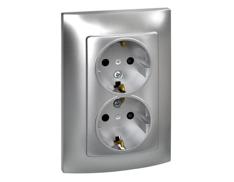 Base Enchufe Schuko Doble Simon 10 Aluminio