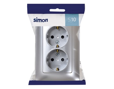 Base Enchufe Schuko Doble Simon 10 Aluminio