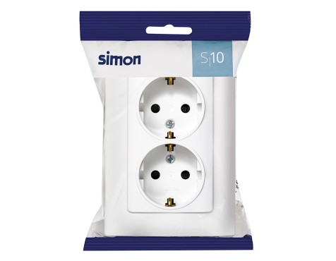 Base Enchufe Schuko Doble Simon 10 Blanca