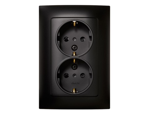 Base Enchufe Schuko Doble Simon 10 Negra