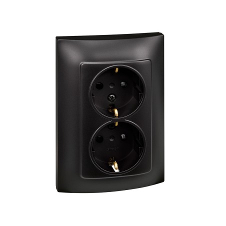 Base Enchufe Schuko Doble Simon 10 Negra