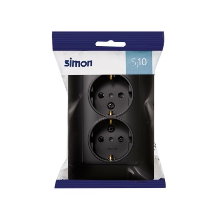 Base Enchufe Schuko Doble Simon 10 Negra