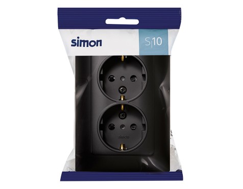 Base Enchufe Schuko Doble Simon 10 Negra