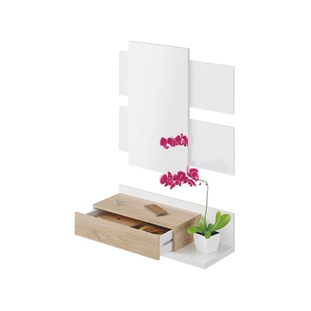 Recibidor Modern+Espejo Roble Canadian Blanco