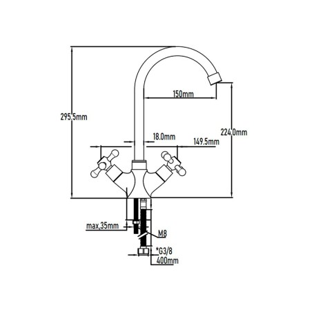 Grifo Lavabo Monobloc Clásica Caño Alto