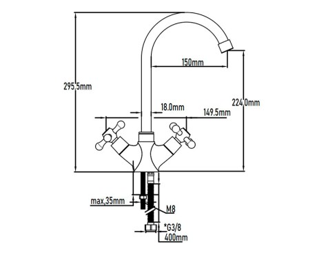 Grifo Lavabo Monobloc Clásica Caño Alto